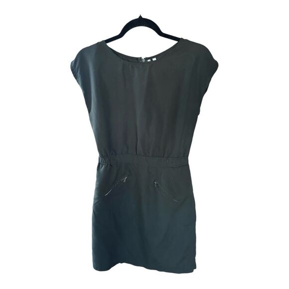 Studio Y Size 1/2 Cap Sleeve Sheath Dress Zipper Accents Dark Olive Green EUC - Picture 1 of 6